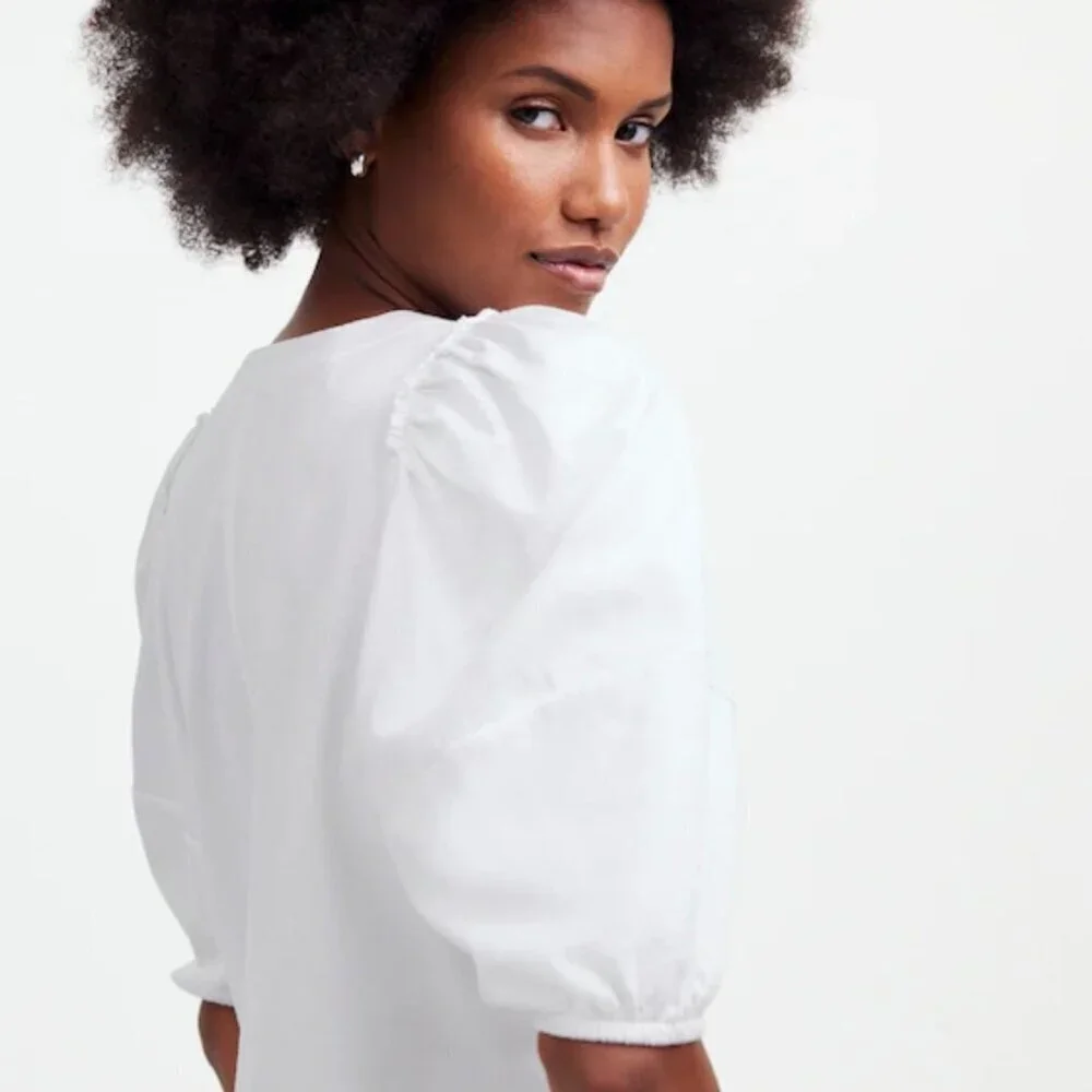 NWT Madewell White Puff-Sleeve Tee - Size: Extra Small